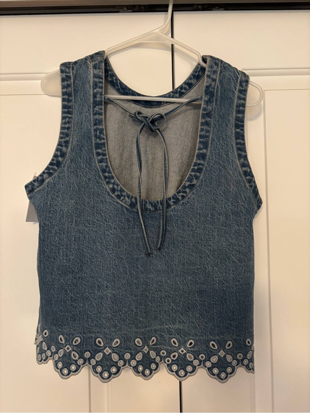 Abercrombie & Fitch Blue Denim Eyelet-Hem Tank - Picture 4 of 5
